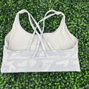 Lululemon Energy Bra Long Line size: 10 incognito white camo